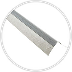 One paper-faced metal corner bead with sturdy metal and two wide paper flanges for corner shaping and reinforcement.
