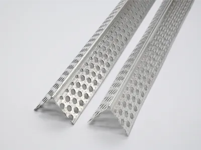 Here is a metal corner bead without nose, just two wide perforated flanges of 90 degree angle.