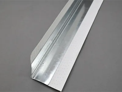 Paper-faced metal corner bead made of crack-resistant joint paper and hot-dip galvanized steel strip for straight and durable external corners.