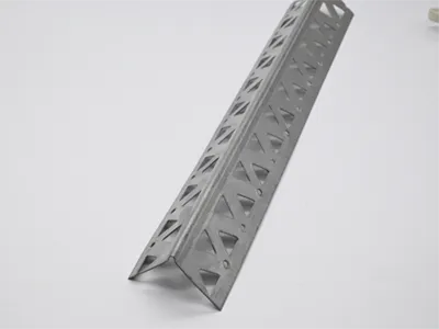A plaster angle bead with zinc coating in silver color, the flange attached with many hole for reinforcement.