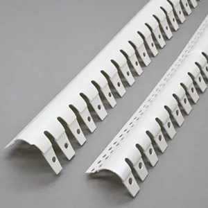 White PVC round corner bead with tabs.
