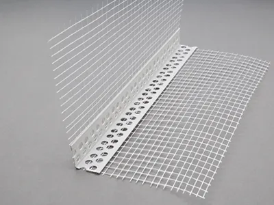 The white color PVC angle beads with fiberglass mesh displayed to us.