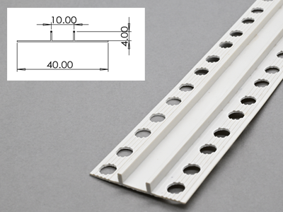 White bottom flanged perforated divider strip